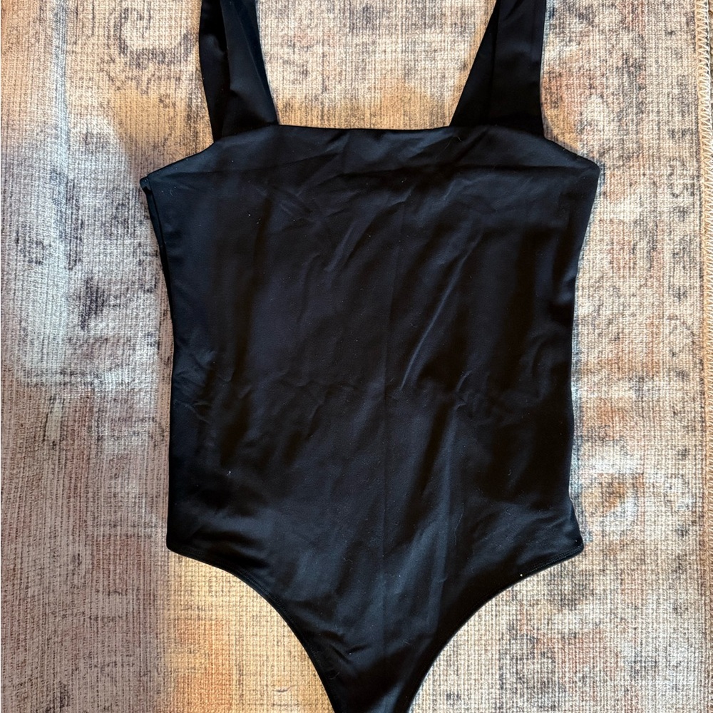 Abercrombie Classic Black Square Neck One-Piece Bodysuit